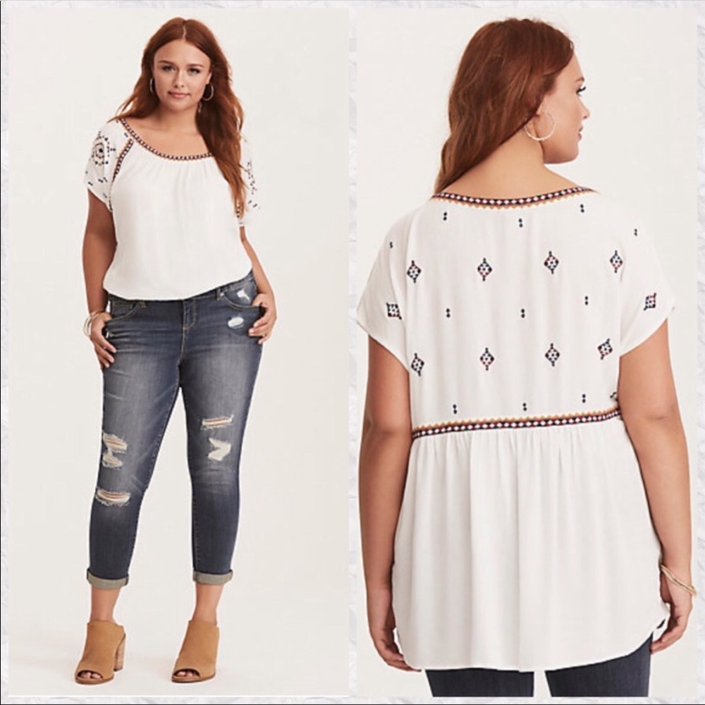 torrid Embroidered Crepe Dolman Top